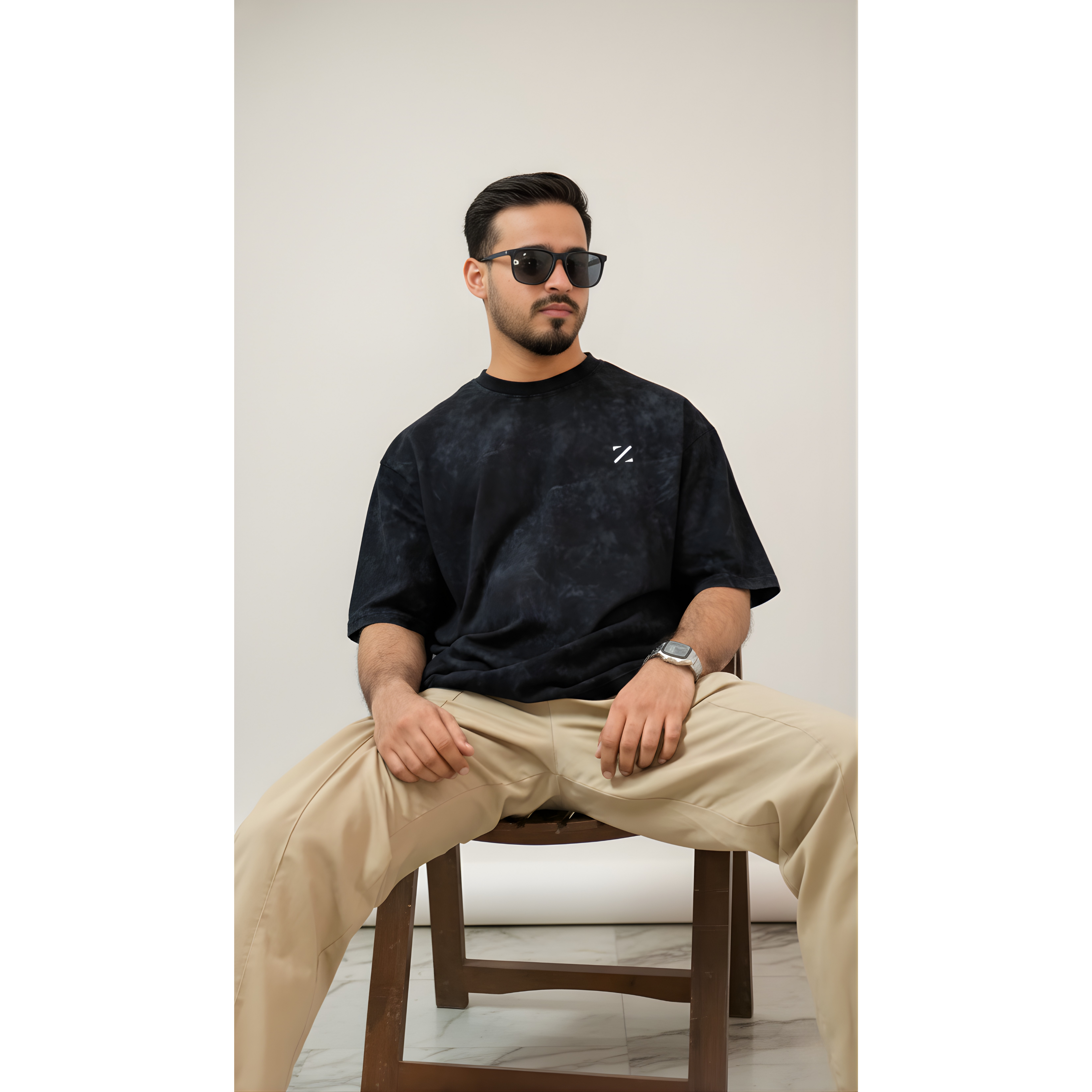 Acid wash black oversized T-shirt