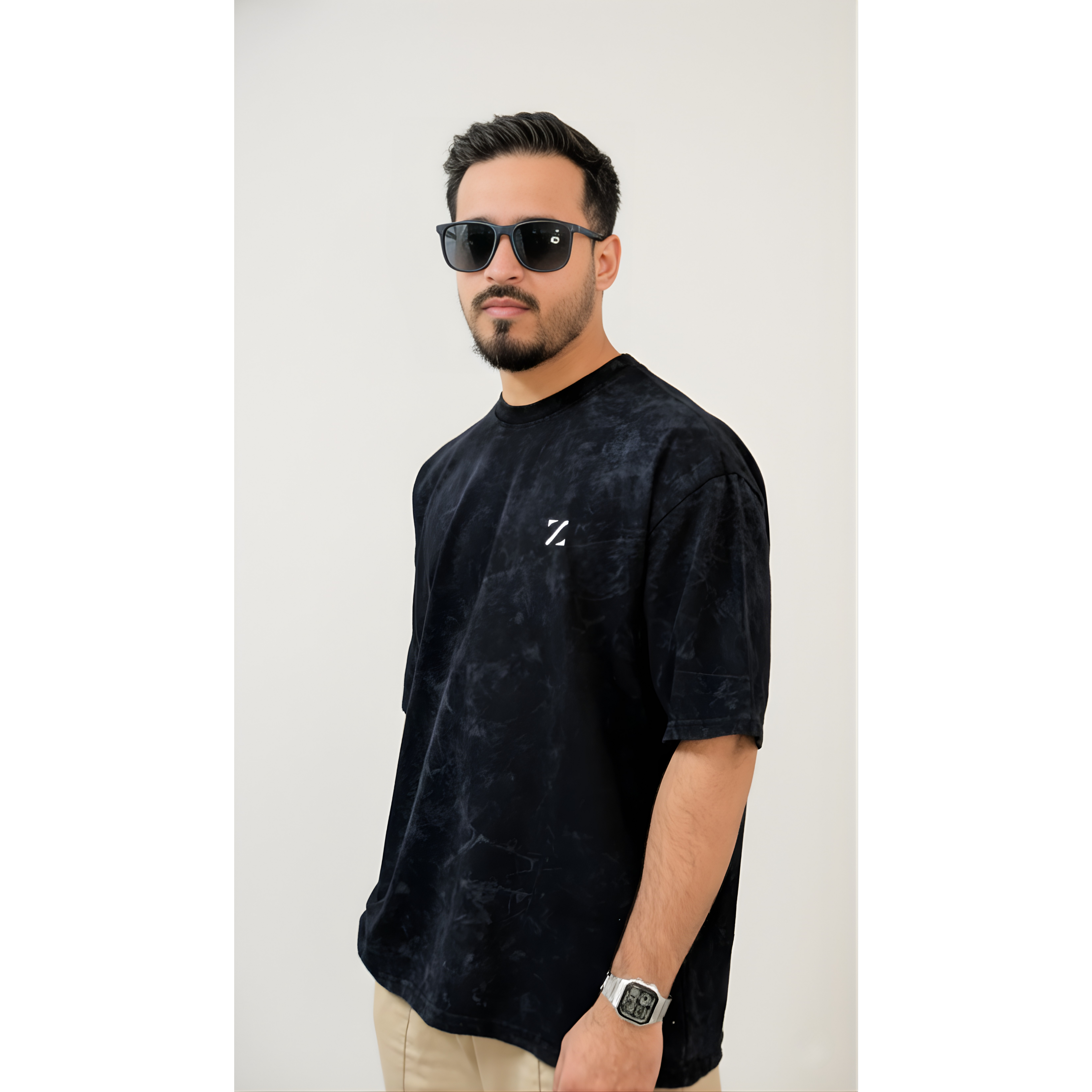 Acid wash black oversized T-shirt