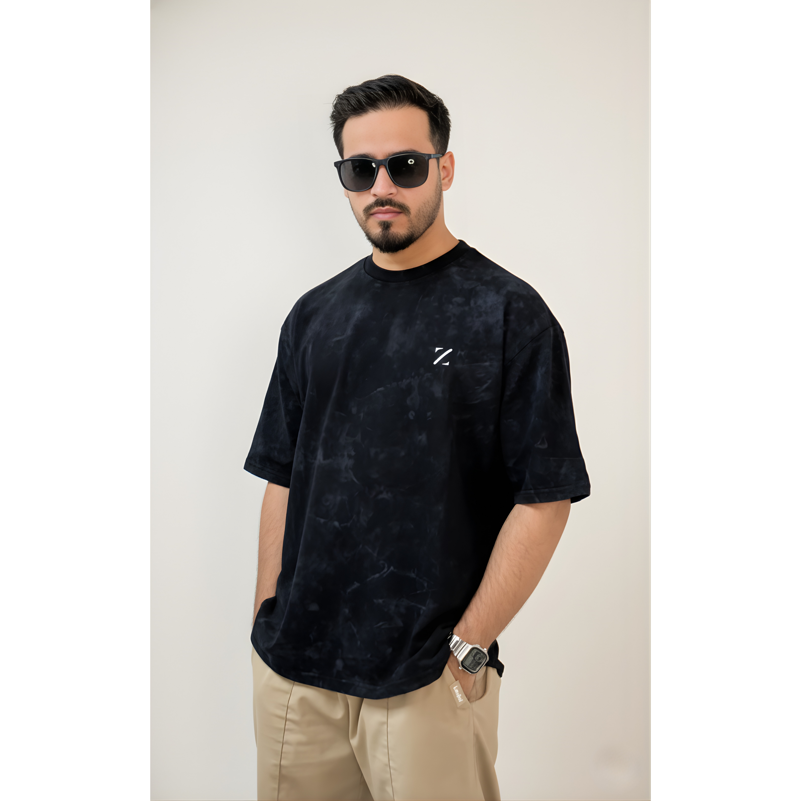 Acid wash black oversized T-shirt