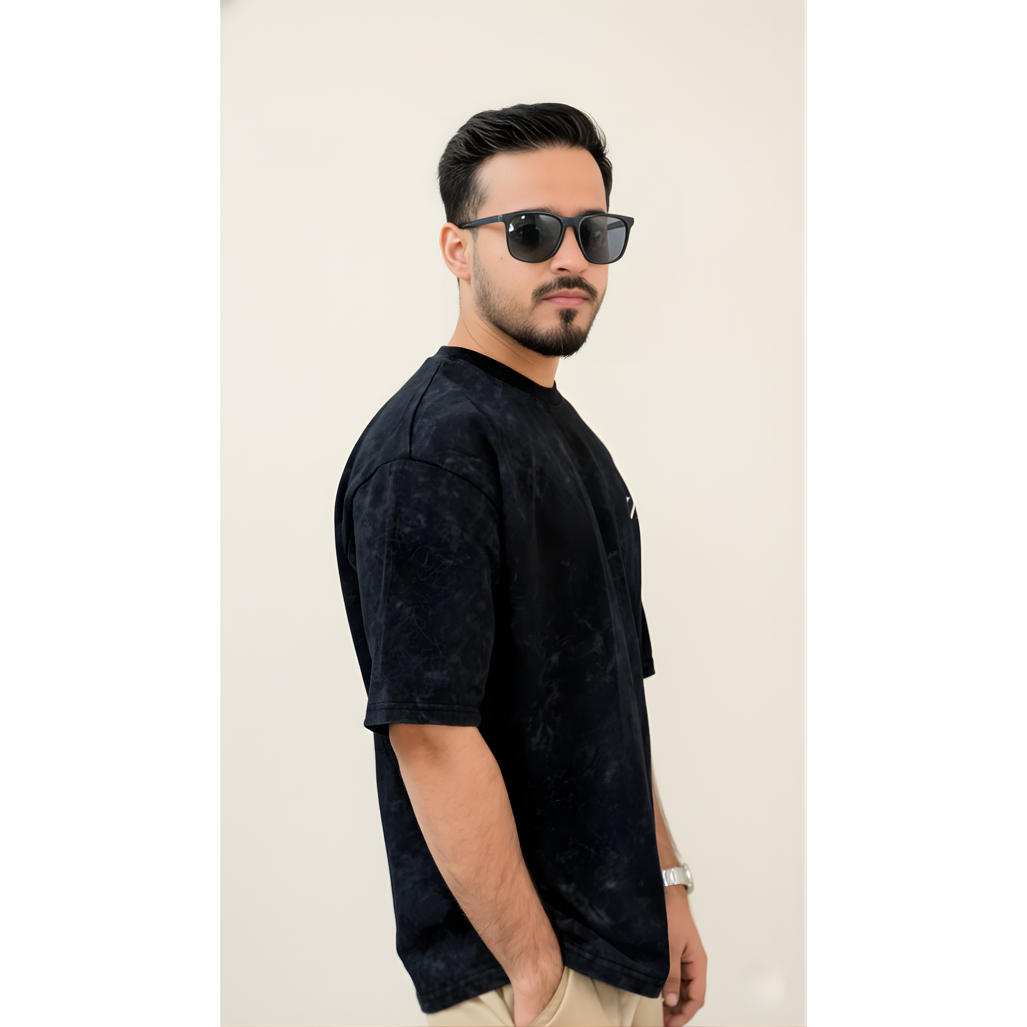 Acid wash black oversized T-shirt