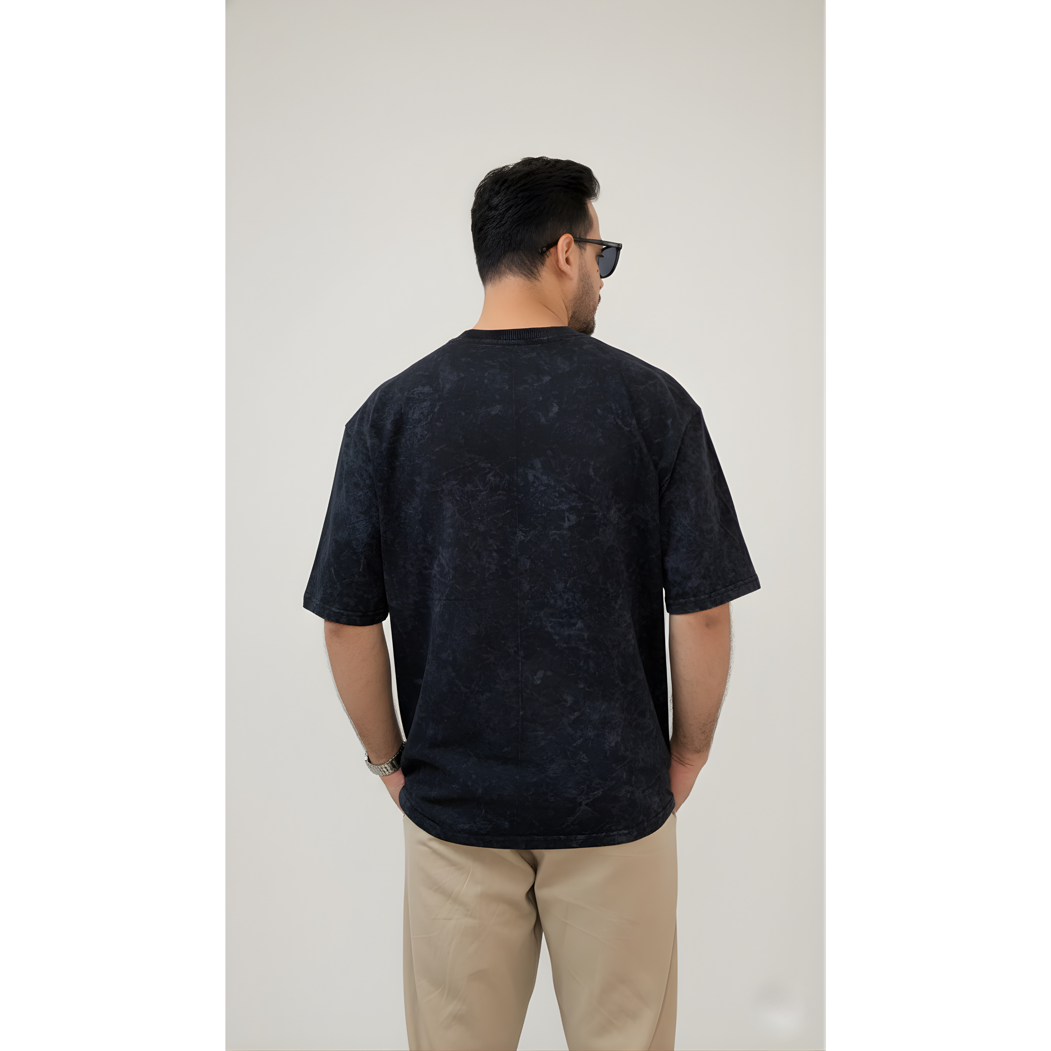 Acid wash black oversized T-shirt