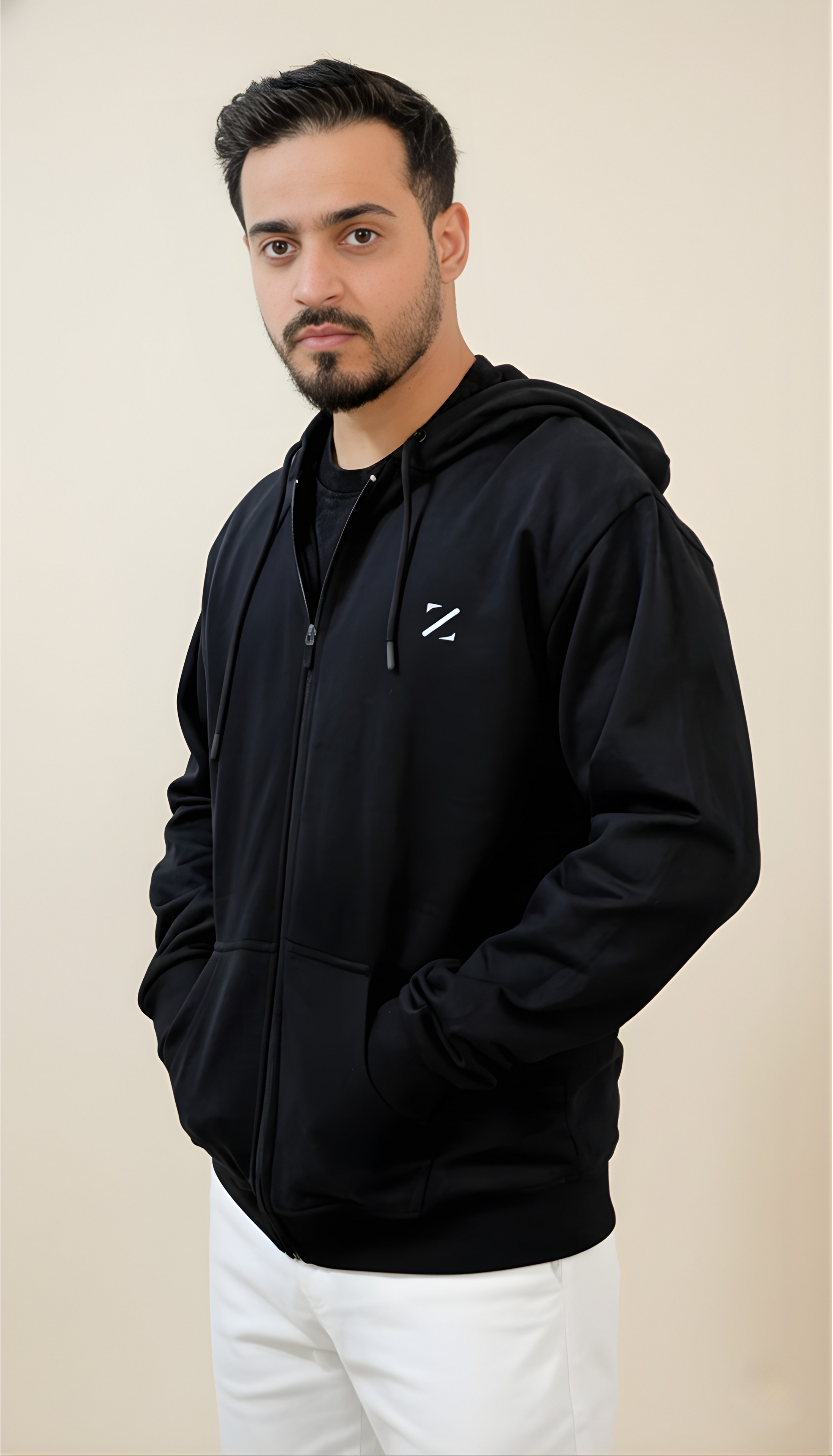 Zimafa black zip hoodie