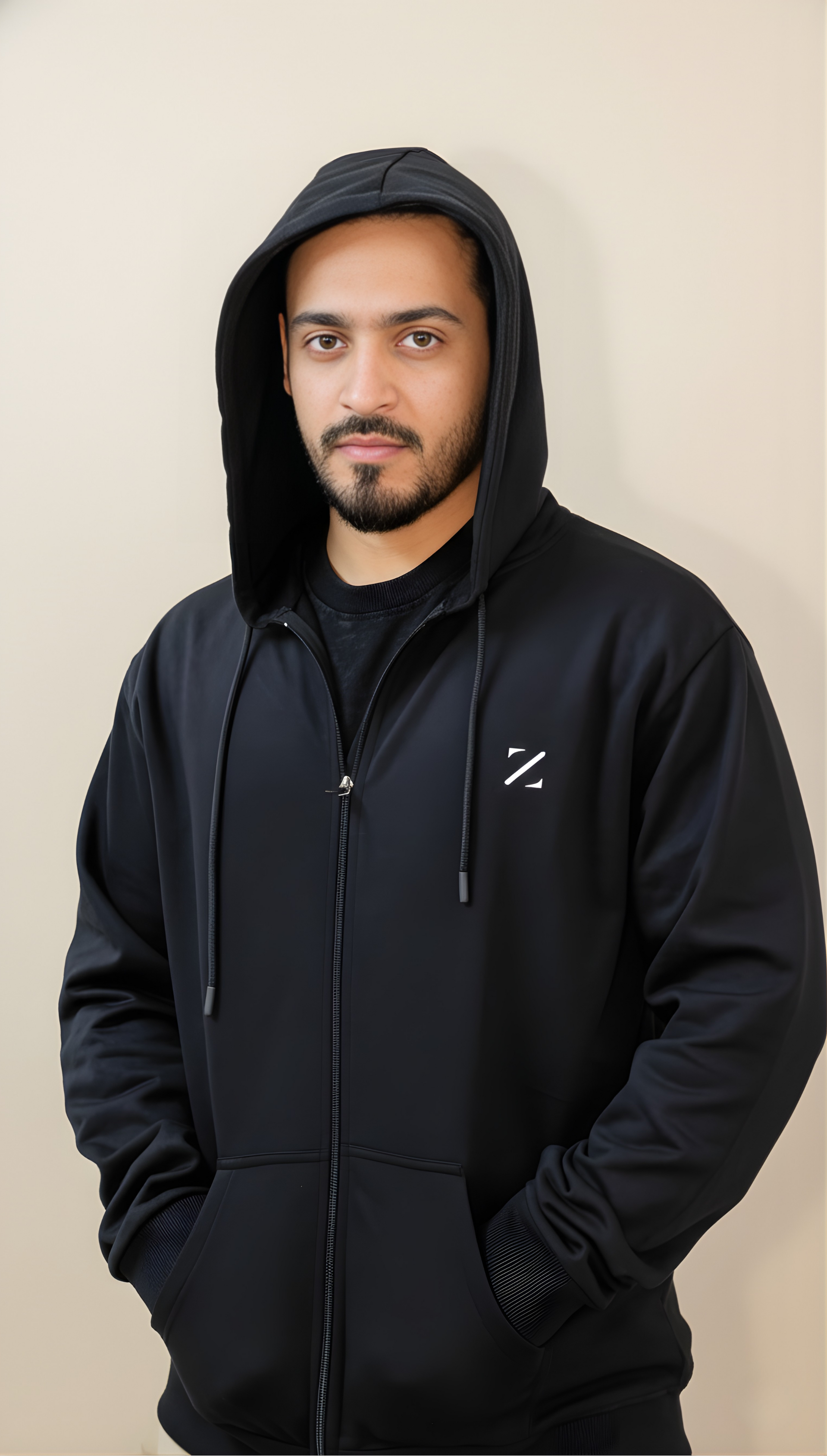 Zimafa black zip hoodie